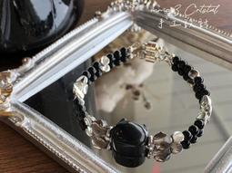 手作 避邪 防小人 銀曜石 貓咪 黑金雲母 藍月光 天然水晶 設計款 原創 送禮 貓奴 手珠 貓頭 歷史價格詳細信息