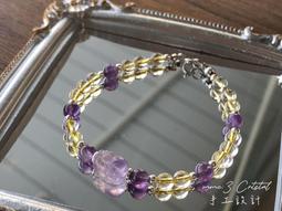 手作 招貴人 招財運 黃玉 紫晶 天然水晶 設計款 原創 送禮 手鏈 手鍊 伸縮鍊 歷史價格詳細信息