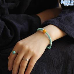 原礦綠松石單圈佛珠手串5mm左右原創DIY搭配蜜蠟飾品女手鍊簡約款-玲瓏心飾 歷史價格詳細信息