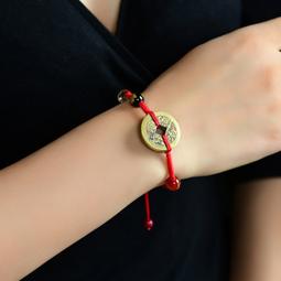 五帝錢紅繩手鍊 開運手鍊 五帝錢手鍊 編織手鍊 古帝錢紅繩手鍊 歷史價格詳細信息