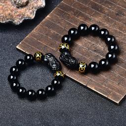 烏金黑曜石手串女天然彩虹眼黑曜石手錬男純素珠轉運情侶佛珠禮物 歷史價格詳細信息