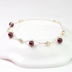 酒紅石榴石手串一圈美麗女性之石水晶飾品本命年生日禮物母親女友 歷史價格詳細信息