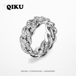 嘻哈鋯石古巴鏈戒指8mm鑲鋯石電鍍真金潮流男士戒指配飾-哈囉好物 歷史價格詳細信息