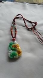 三彩翡翠無事牌，冰糯種，飄綠花，僅僅就幾個小色點正面雕了兩條 和田玉 玉石 收藏 -2959 歷史價格詳細信息