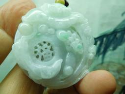 天然緬甸a貨翡翠玉花開富貴平安扣冰種玉石吊墜掛件  精致漂亮 雕工精細，天然翡翠平安扣，付 歷史價格詳細信息