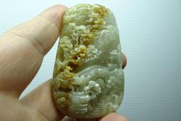 緬甸玉a貨翡翠 山水牌 黃加綠玉墜掛件 三彩飄花H173 歷史價格詳細信息