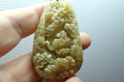 緬甸玉a貨翡翠 山水牌 黃加綠玉墜掛件 三彩飄花H173 歷史價格詳細信息