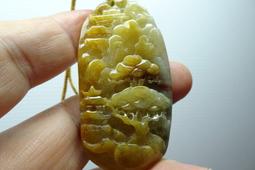 緬甸玉a貨翡翠 山水牌 黃加綠玉墜掛件 三彩飄花H173 歷史價格詳細信息