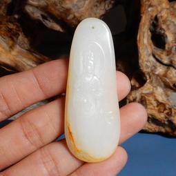 籽料觀音新疆和闐玉籽料獨籽白玉紅油皮聚紅皮吊墜掛件牌子龍鳳， 歷史價格詳細信息
