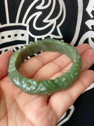 清倉福利！天然和闐玉青海料雕花手鐲1146號10552 歷史價格詳細信息