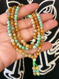 天然翡翠a紅黃鴛鴦雙色卡3.8毫米小米珠手鏈手串 完美度 翡翠 石 老貨 【景天閣】二手-10947 歷史價格詳細信息