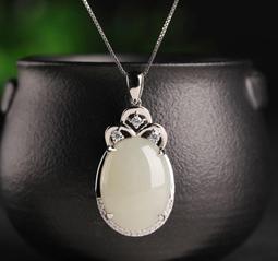 預購商品-JJ079S925純銀天然和田玉大方貴氣碧玉水滴鋯石項鍊 ~ 抗過敏。 歷史價格詳細信息