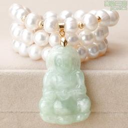 天然淡水珍珠項鍊媽媽款金鑲玉笑佛吊墜送婆婆長輩中年人母親節禮 歷史價格詳細信息