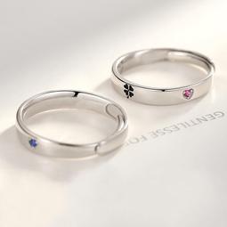 韓國情侶戒指一對純銀情侶款對戒刻字開口可調節小眾設計簡約禮物~玲瓏心飾 歷史價格詳細信息