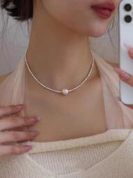 S925銀施家真多麻灰色戴妃單顆珍珠吊墜項鏈女輕奢小眾秋冬毛衣鍊 歷史價格詳細信息