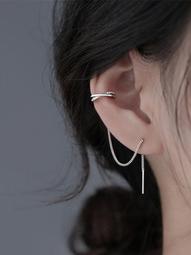 925純銀飾 冷淡風推拉素圈純銀耳環  生日禮物 交換禮物 歷史價格詳細信息