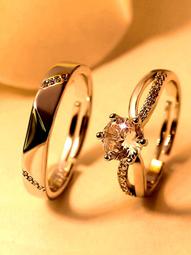 活口可調節對戒結婚仿真假鑽戒一對女婚禮儀式現場用求婚戒指道具 歷史價格詳細信息