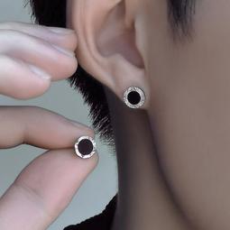 高級感耳釘男潮ins冷淡風單只黑色鉆石耳釘小眾設計痞帥圓形耳飾 歷史價格詳細信息