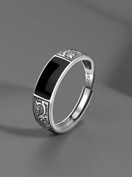 純銀戒指時尚食指指環S925銀琥珀珠簡約戒子個性銀飾飾品開口女款-鴻運飾品 歷史價格詳細信息