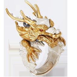 龍首戒指 男士霸氣個性 銀食指環 活口龍爪戒指 歷史價格詳細信息