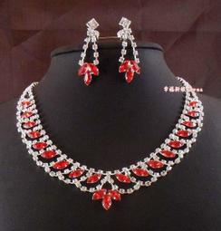 幸福新娘%彩色多色俏麗晶亮水滴鑽新娘套鏈套鍊 宴會 肚皮舞表演走秀項鍊+夾/針式耳環 5色 藍桃粉紅紫 歷史價格詳細信息