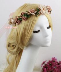 森林系仿真花綁帶花環 新娘婚拍 寫真拍照 帽飾花環 米白色 現貨 歷史價格詳細信息