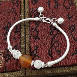 990純銀手鐲年輕氣質日韓簡約時尚推拉女款圓珠櫻花銀鐲子送女友 歷史價格詳細信息