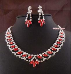 幸福新娘%彩色多色俏麗晶亮水滴鑽新娘套鏈套鍊 宴會 肚皮舞表演走秀項鍊+夾/針式耳環 5色 藍桃粉紅紫 歷史價格詳細信息