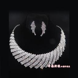 幸福新娘%彩色多色俏麗晶亮水滴鑽新娘套鏈套鍊 宴會 肚皮舞表演走秀項鍊+夾/針式耳環 5色 藍桃粉紅紫 歷史價格詳細信息