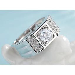 2克拉雙排微鑲男戒時尚飾品高檔商務男款925銀鍍金莫桑鉆戒--鴻運飾品 歷史價格詳細信息