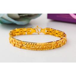 現貨 銀樓經典款 時尚 潮流 黃金沙金愛心鏤空手鏈 3D硬黃金 情侶 S925銀鍍18K黃金 男女皆可配戴 歷史價格詳細信息