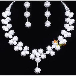 幸福新娘%彩色多色俏麗晶亮水滴鑽新娘套鏈套鍊 宴會 肚皮舞表演走秀項鍊+夾/針式耳環 5色 藍桃粉紅紫 歷史價格詳細信息