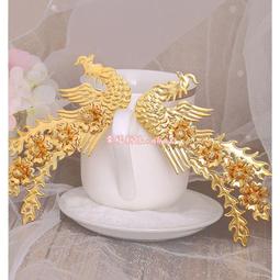 新娘頭飾金紅藍前後冠古裝發飾雙喜流蘇琉璃花朵古風中式婚禮發飾 歷史價格詳細信息