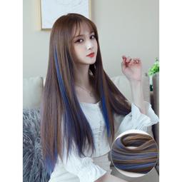 藍色假髮女長髮cos漸層藍長直髮自然蓬鬆仿全真人發全頭套 歷史價格詳細信息