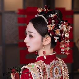 新款新娘結婚頭飾手工串珠水晶大氣額飾韓式婚紗禮服耳掛配飾 歷史價格詳細信息