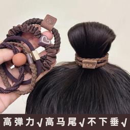 皮筋女扎頭髮高彈力髮圈頭花耐用黑色髮圈高級感發圈髮飾精緻頭飾 歷史價格詳細信息