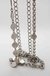 【戴大花】Vintage- 銀色調  金屬  搖滾  空心DROP鏤雕  大器造型  長項鍊 腰鍊 #G155 歷史價格詳細信息