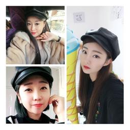 ~皮皮創~英倫風復古真皮軍帽 百搭個性中性帥氣時尚小羊皮平頂帽 歷史價格詳細信息