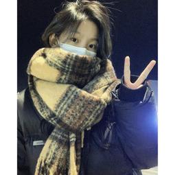 圍巾 披肩 美拉德暖咖色仿羊絨圍巾女時尚加厚雙面秋冬保暖圍脖空調披肩新款WY040 歷史價格詳細信息