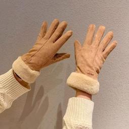 手套秋冬天女麂皮加絨加厚觸屏保暖手套防風防寒騎車可愛學生滑雪 歷史價格詳細信息