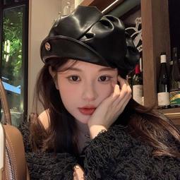 日系皮質貝雷帽女春秋季英倫復古八角帽簡約百搭pu皮畫家帽潮  露天市集  全台最大的網路購物市集 歷史價格詳細信息