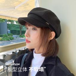 黑色毛呢貝雷帽女秋冬八角帽大頭圍英倫百搭顯臉小春夏報童畫家帽 歷史價格詳細信息