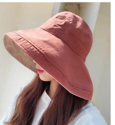 雙面可戴 韓版格紋 字母刺繡 漁夫帽 盆帽 遮陽帽 帽子 大帽簷 原宿 造型帽 夏天帽子 歷史價格詳細信息