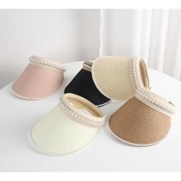 草編 無頂 遮陽帽 髮箍 草帽 編織 防曬 防飛 帽子 鴨舌帽 造型帽 拉菲草 度假 海邊 運動 出國 韓國 歷史價格詳細信息