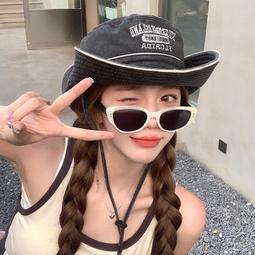 復古牛仔漁夫帽子女夏大頭圍水桶盆帽日系遮陽顯臉小帽子網紅 歷史價格詳細信息