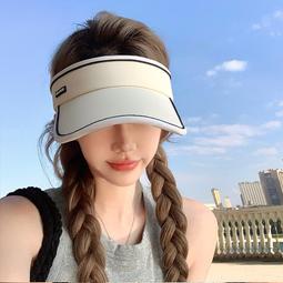 遮陽帽子女夏季防紫外線空頂帽可折疊發箍貝殼帽網紅遮臉防曬帽  滿300發貨 歷史價格詳細信息