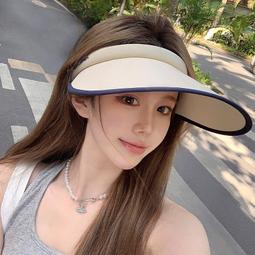 遮陽帽子女夏季防紫外線空頂帽可折疊發箍貝殼帽網紅遮臉防曬帽  滿300發貨 歷史價格詳細信息