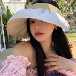 2022新款夏季平頂草帽拍照麥稈手編太陽草帽海邊度假系脖綁帶防晒沙灘帽遮陽帽子-時尚女裝 歷史價格詳細信息