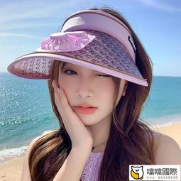 防紫外線充電風扇帽女士遮陽防曬夏季戶外大檐空頂騎行休閑太陽帽 歷史價格詳細信息