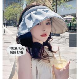 防曬帽女2023新款夏季防紫外線遮臉太陽帽大簷可卷百搭貝殼空頂帽 歷史價格詳細信息